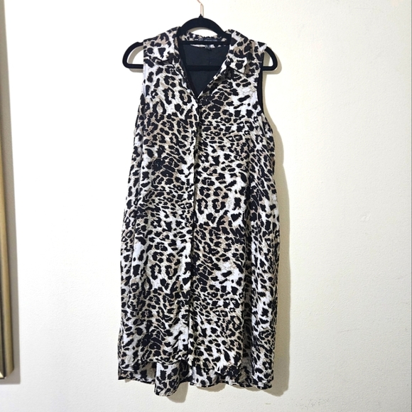 Adrianna Papell Chiffon Leopard Print Swing Dress - Picture 1 of 4